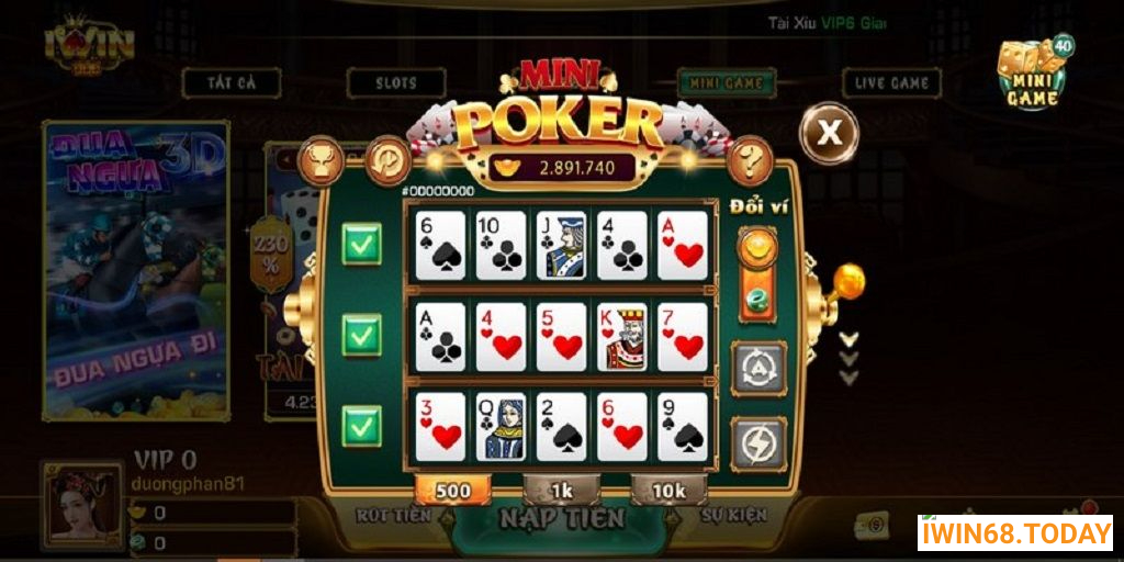 Chơi minipoker tại Iwin Club