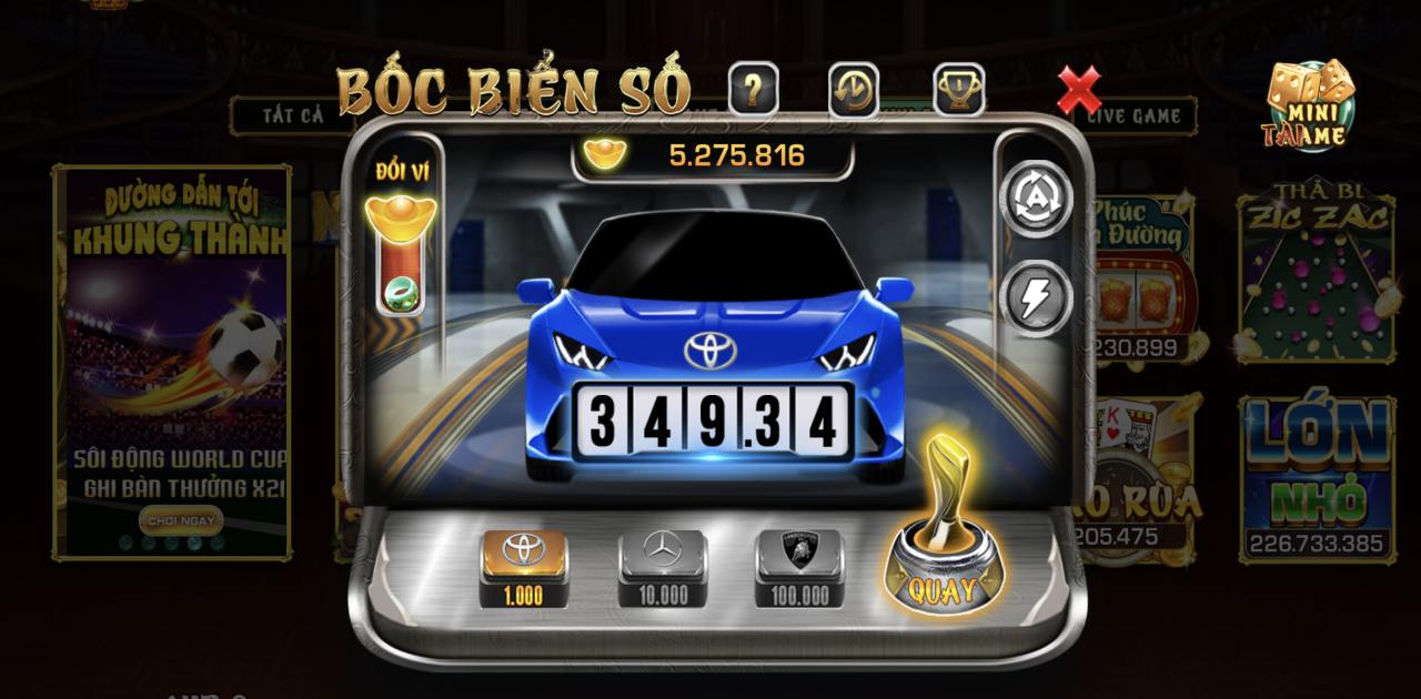 Minigame bốc biển số cực mới lạ