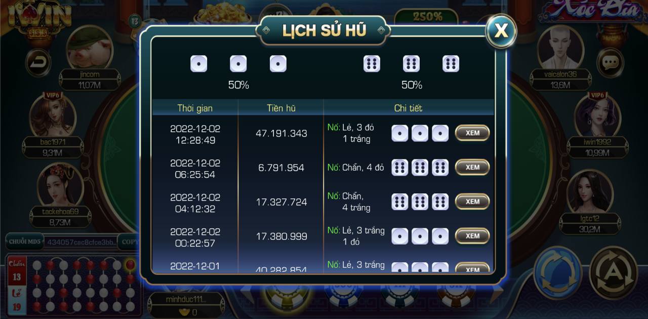 Hũ của Xóc đĩa IWIN vô cùng khủng